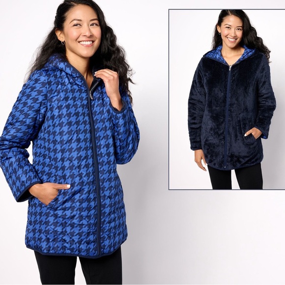 **NWOT**Susan Graver Blue Houndstooth Ski Jacket - Picture 7 of 8